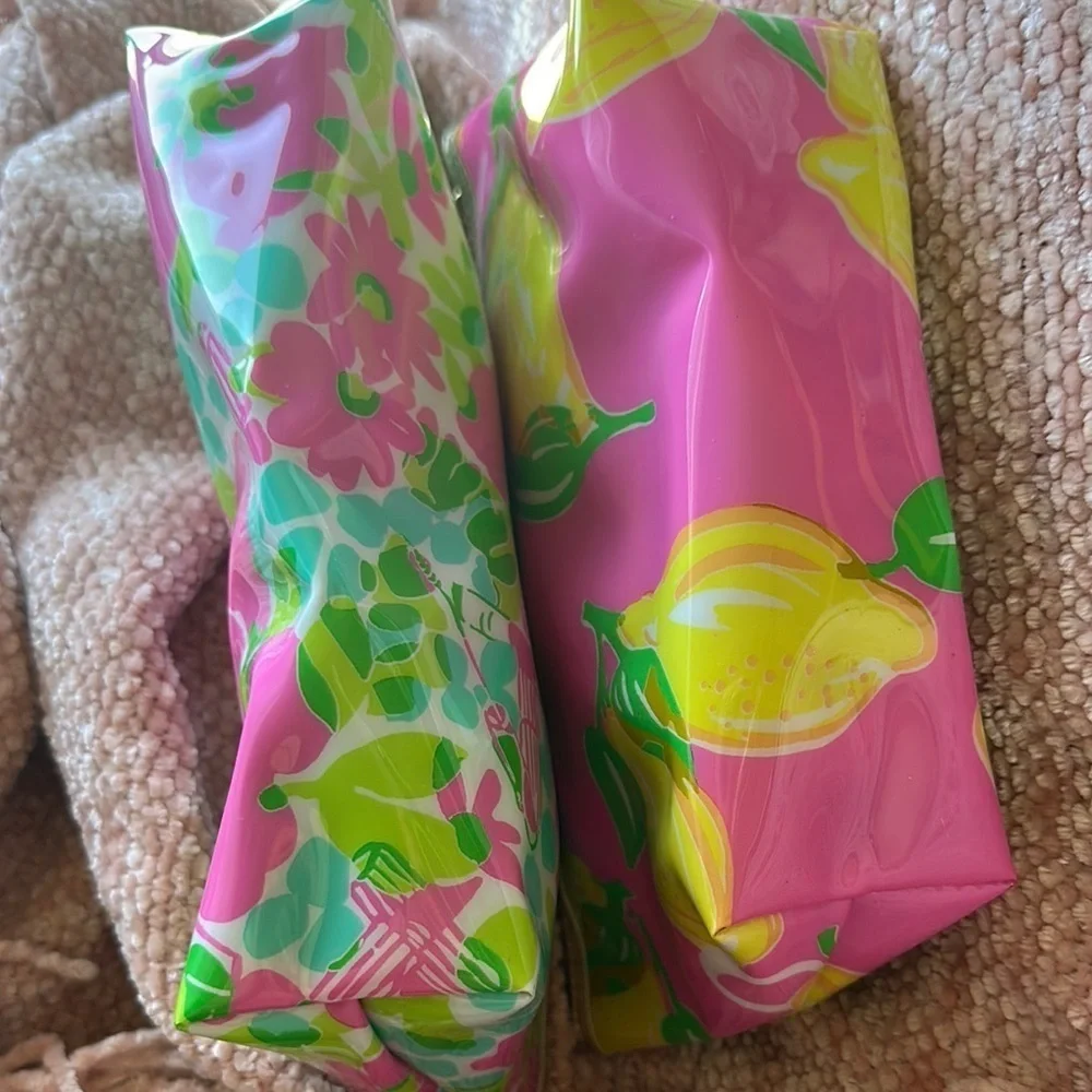 Lilly Pulitzer Pink Floral and Lemon Cosmetic Bags